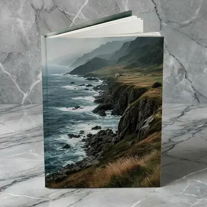 Stormy Coastal Cliffs Green Hills Ocean View