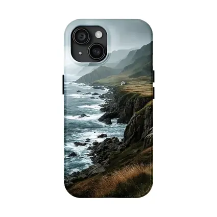 Stormy Coastal Cliffs Green Hills Ocean View