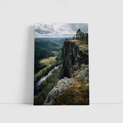 Rocky Cliff Overlooking Forest River Valley