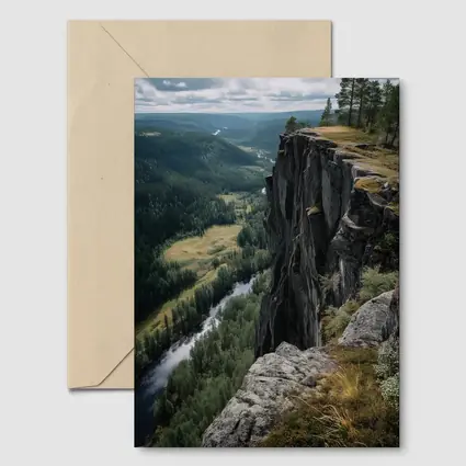 Rocky Cliff Overlooking Forest River Valley