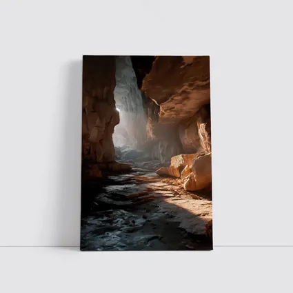 Ancient Cave Interior Warm Light Rays