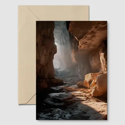 Ancient Cave Interior Warm Light Rays