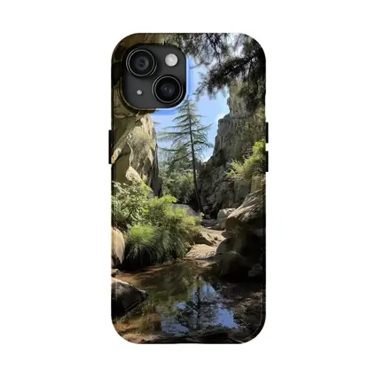 Rocky Canyon Creek With Tall Pine Tree