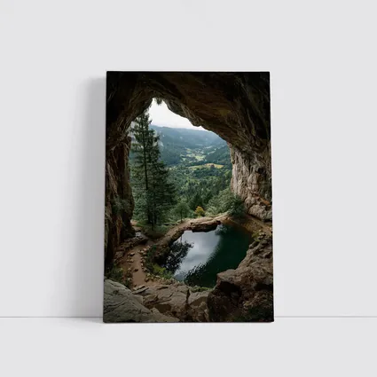 Cave Opening Mountain Valley Forest View