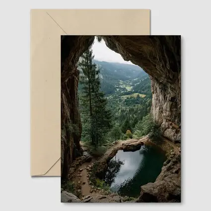 Cave Opening Mountain Valley Forest View