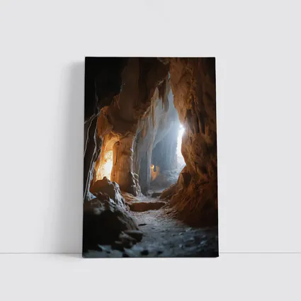Ancient Cave Interior With Glowing Light