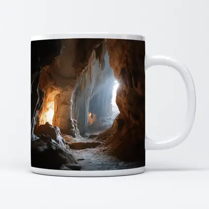 Ancient Cave Interior With Glowing Light