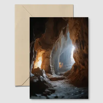 Ancient Cave Interior With Glowing Light