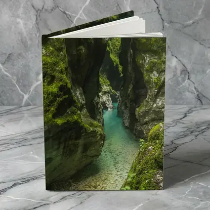 Narrow Mossy Canyon With Turquoise River