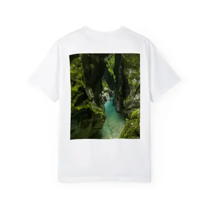 Narrow Mossy Canyon With Turquoise River