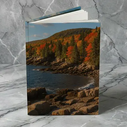 Acadia Rocky Coastline Autumn Forest Landscape