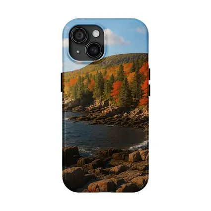 Acadia Rocky Coastline Autumn Forest Landscape