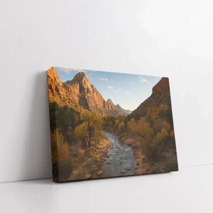 Zion Canyon River Autumn Red Cliffs