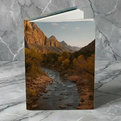Zion Canyon River Autumn Red Cliffs