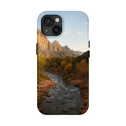 Zion Canyon River Autumn Red Cliffs