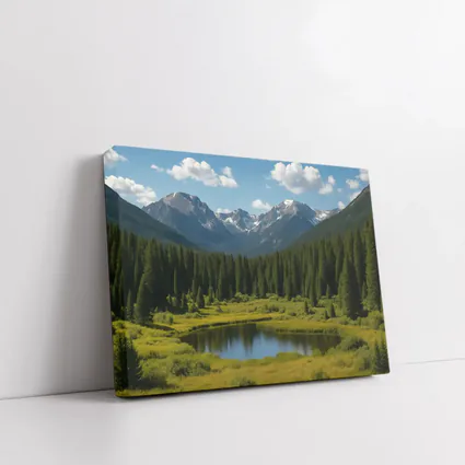 Alpine Mountain Lake Forest Green Landscape