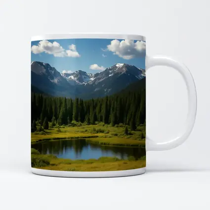 Alpine Mountain Lake Forest Green Landscape