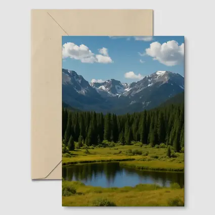 Alpine Mountain Lake Forest Green Landscape