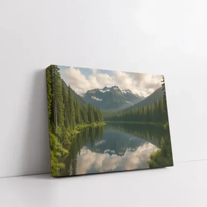 Mountain Lake Reflection Pine Forest Landscape