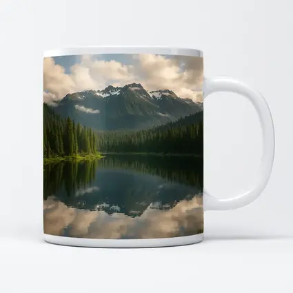 Mountain Lake Reflection Pine Forest Landscape