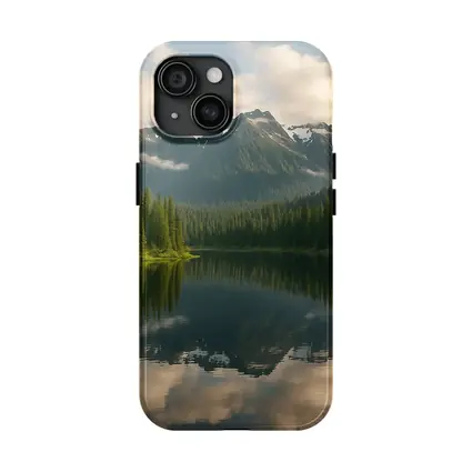 Mountain Lake Reflection Pine Forest Landscape