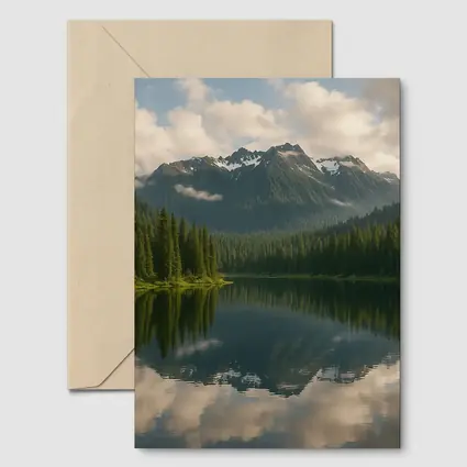 Mountain Lake Reflection Pine Forest Landscape