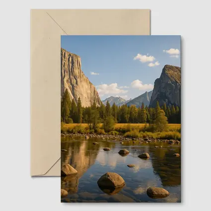 Yosemite Valley River Granite Cliffs Landscape