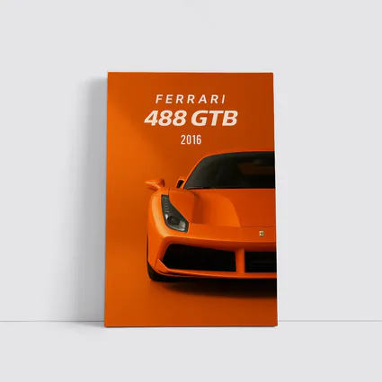 Ferrari 488 GTB Orange Front View Art