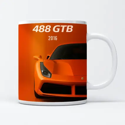 Ferrari 488 GTB Orange Front View Art