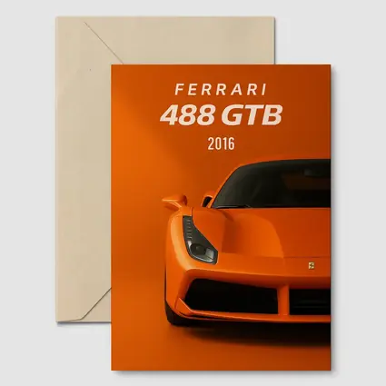 Ferrari 488 GTB Orange Front View Art