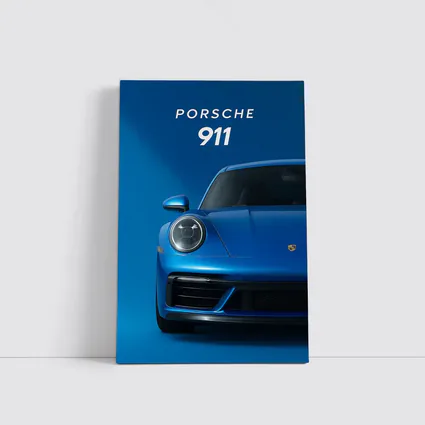 Porsche 911 Blue Front View Art