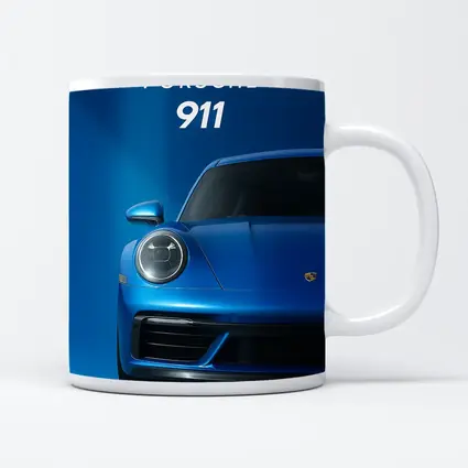 Porsche 911 Blue Front View Art