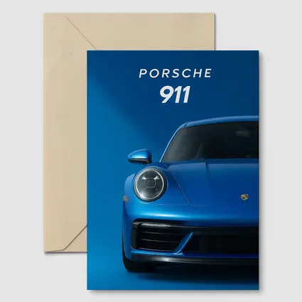 Porsche 911 Blue Front View Art