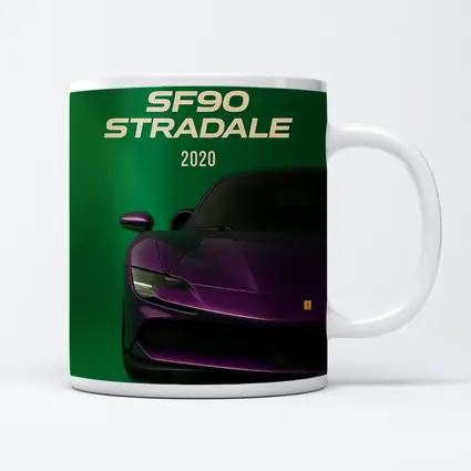 Ferrari SF90 Stradale Purple Green Background