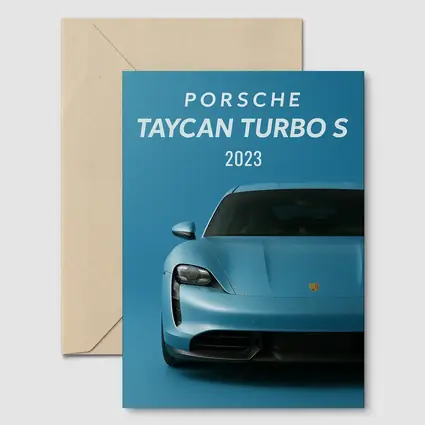 Porsche Taycan Turbo S Blue Front View
