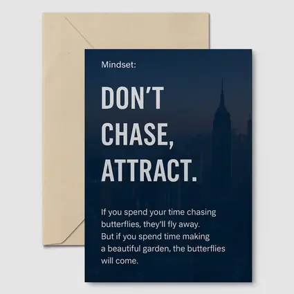 Don't Chase Attract Mindset Quote Dark City