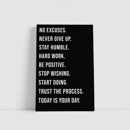 No Excuses Hard Work Motivational Quote Black