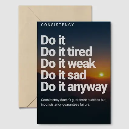Consistency Motivation Quote Sunset Mountains Art