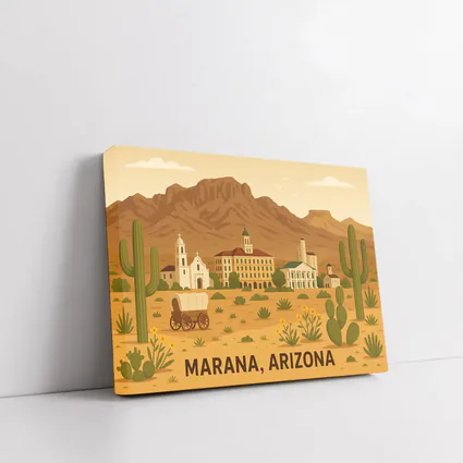 Marana Arizona Desert Town Illustration Art
