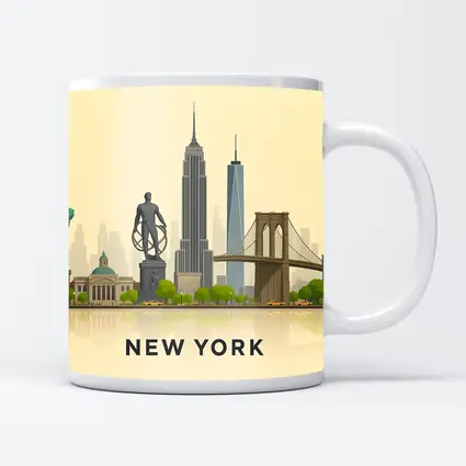 New York City Skyline Flat Illustration Art