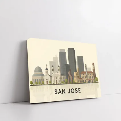 San Jose City Skyline Flat Illustration Art