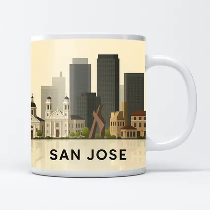 San Jose City Skyline Flat Illustration Art