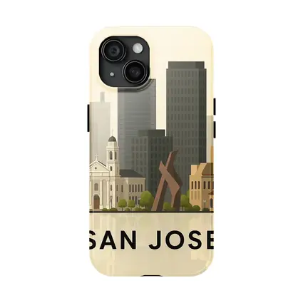 San Jose City Skyline Flat Illustration Art