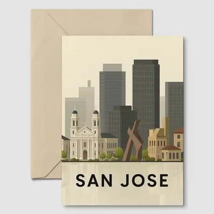 San Jose City Skyline Flat Illustration Art