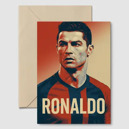 Ronaldo Soccer Player Bold Red Portrait