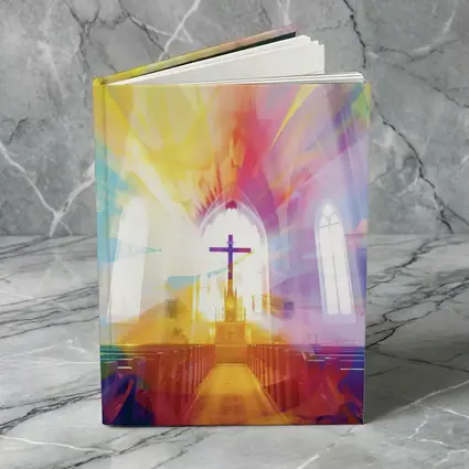 Colorful Church Interior Cross Abstract Art