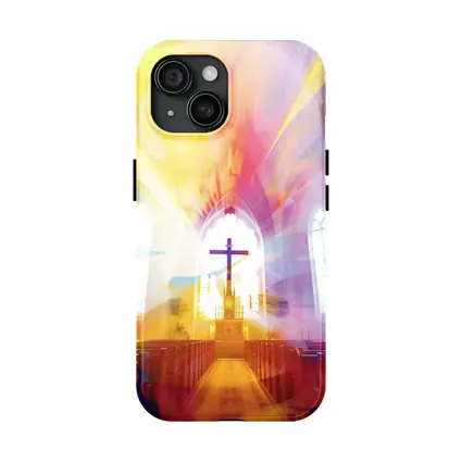 Colorful Church Interior Cross Abstract Art