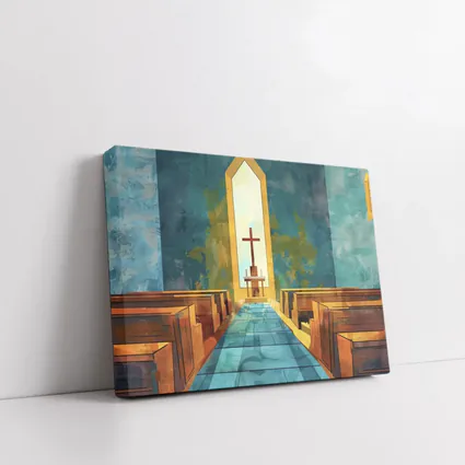 Church Interior Cross Aisle Illustration Art