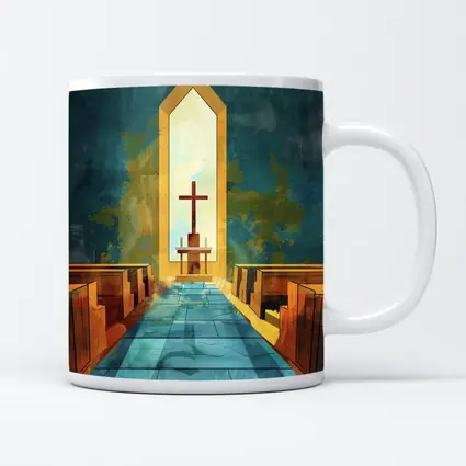 Church Interior Cross Aisle Illustration Art
