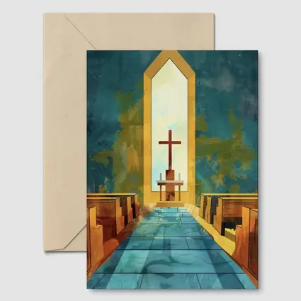 Church Interior Cross Aisle Illustration Art